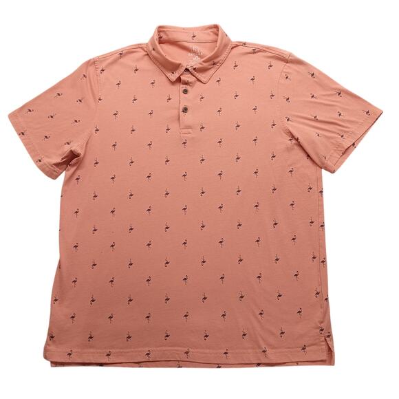 George Polo Shirt L Men's Orange Flamingos Cotton Blend - Picture 1 of 6